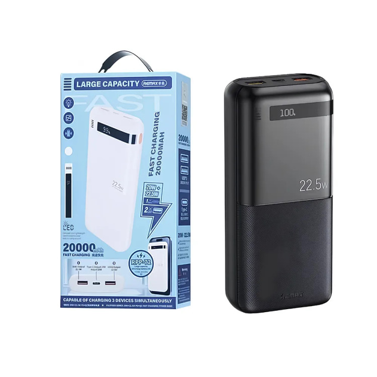 پاوربانک 22.5 وات ریمکس مدل RPP-72 ظرفیت 20000 میلی آمپر ساعت